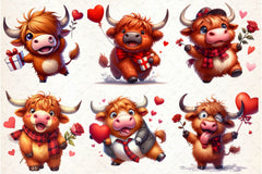 Funny Valentine Highland Cow Clipart Bundle - CraftNest - Digital Crafting and Art