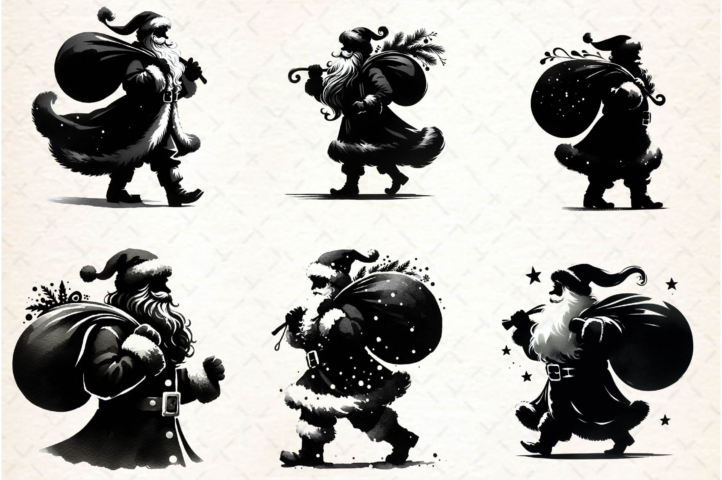 Black And White Santa Clipart Bundle - CraftNest - Digital Crafting and Art