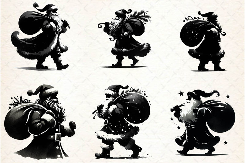 Black And White Santa Clipart Bundle - CraftNest - Digital Crafting and Art