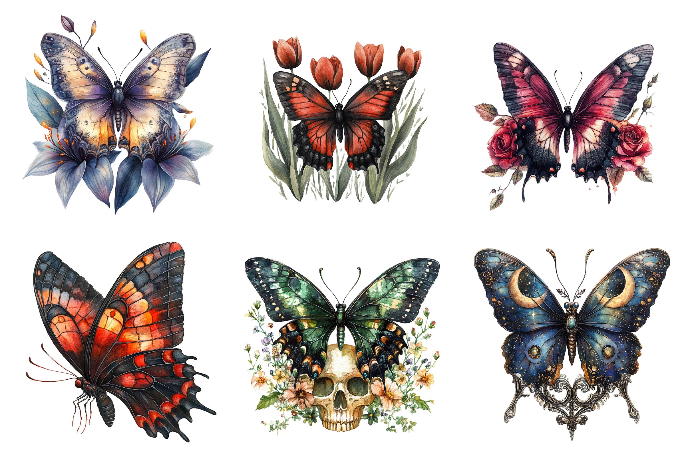 Gothic Spring Butterfly Clipart Bundle - CraftNest - Digital Crafting and Art