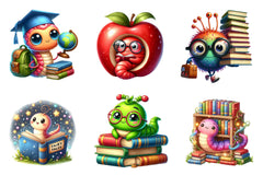 School Bookworm Clipart Bundle - CraftNest - Digital Crafting and Art