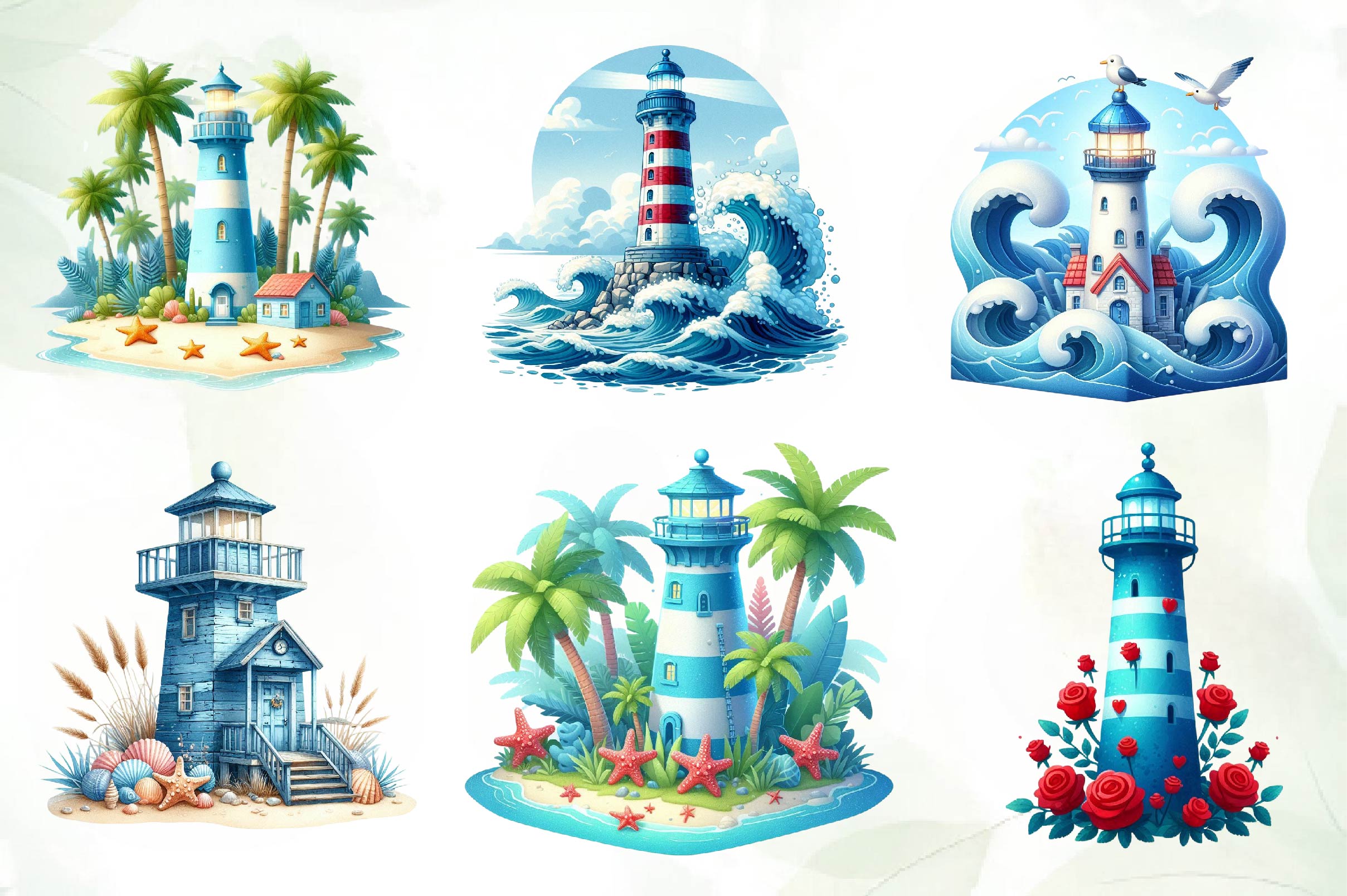 Blue Lighthouse Clipart Bundle - CraftNest - Digital Crafting and Art