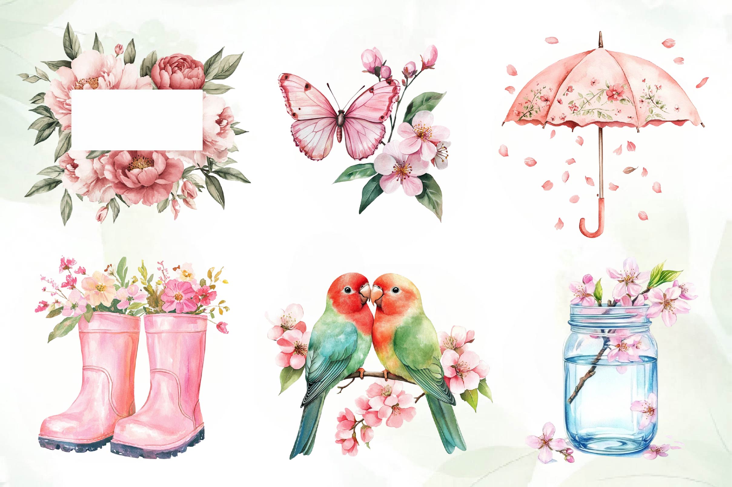 Pink Spring Clipart Bundle - CraftNest - Digital Crafting and Art