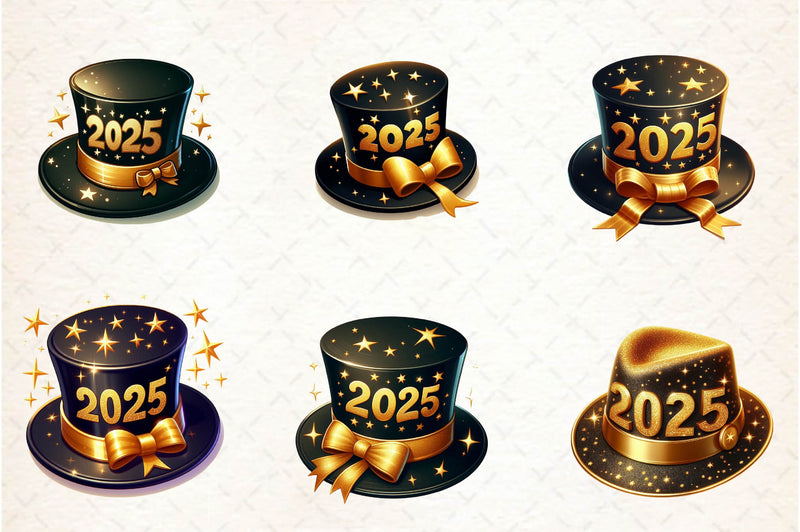 Black And Gold New Year Hat Clipart Bundle - CraftNest - Digital Crafting and Art