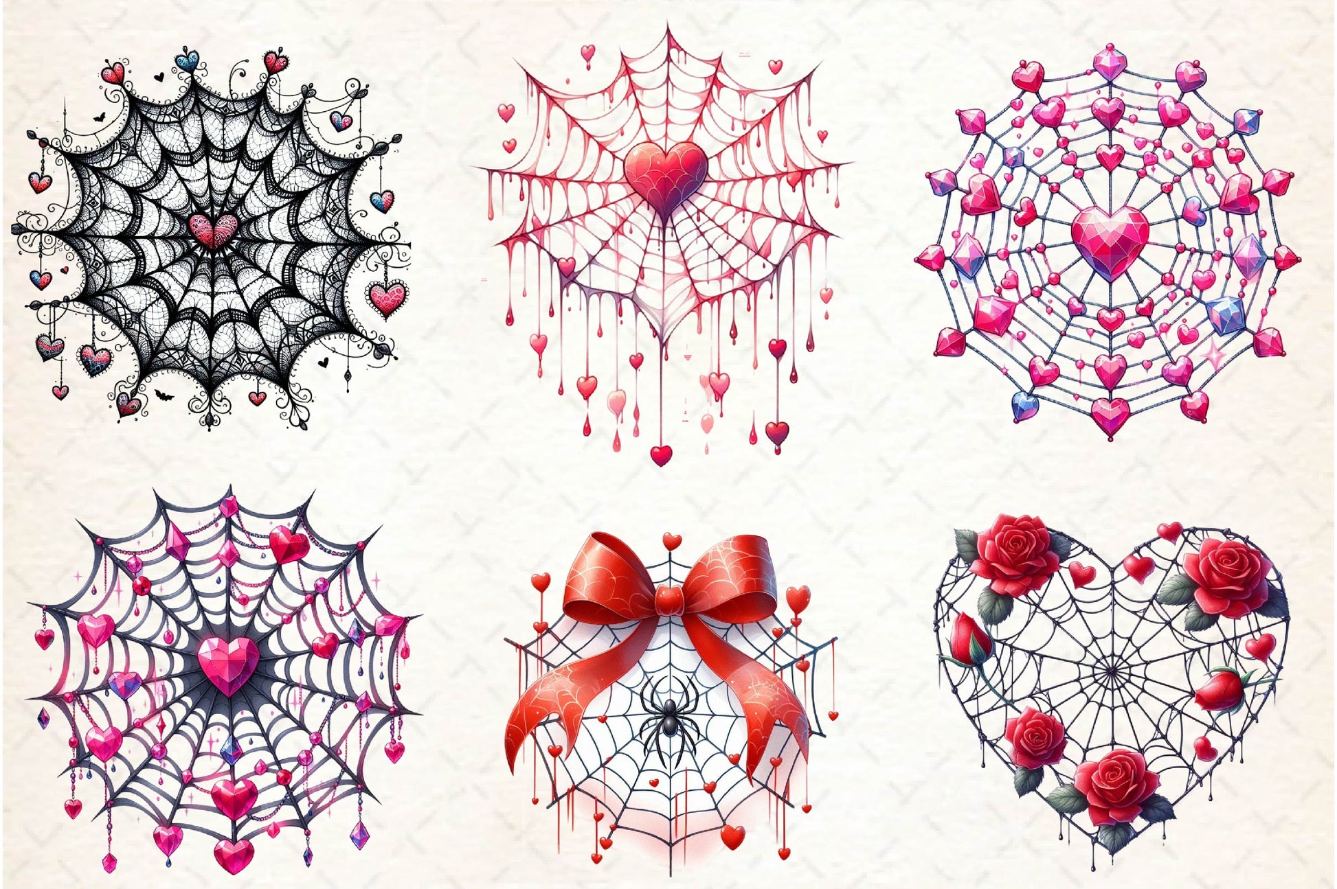 Valentine Gothic Spiderwebs Clipart Bundle - CraftNest - Digital Crafting and Art