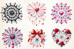 Valentine Gothic Spiderwebs Clipart Bundle - CraftNest - Digital Crafting and Art