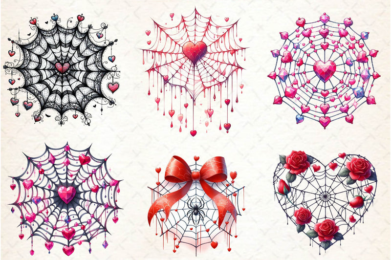 Valentine Gothic Spiderwebs Clipart Bundle - CraftNest - Digital Crafting and Art