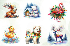 Christmas Light Animal Clipart Bundle - CraftNest - Digital Crafting and Art