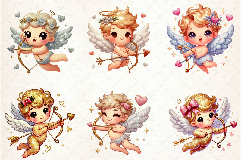 Glitter Valentine Cupid Clipart Bundle - CraftNest - Digital Crafting and Art