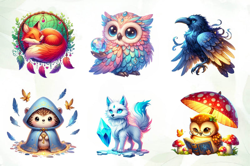 Magical Woodland Animals Creatures Clipart Bundle - CraftNest - Digital Crafting and Art