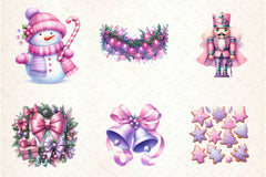 Pastel Purple & Pink Christmas Clipart Bundle - CraftNest - Digital Crafting and Art