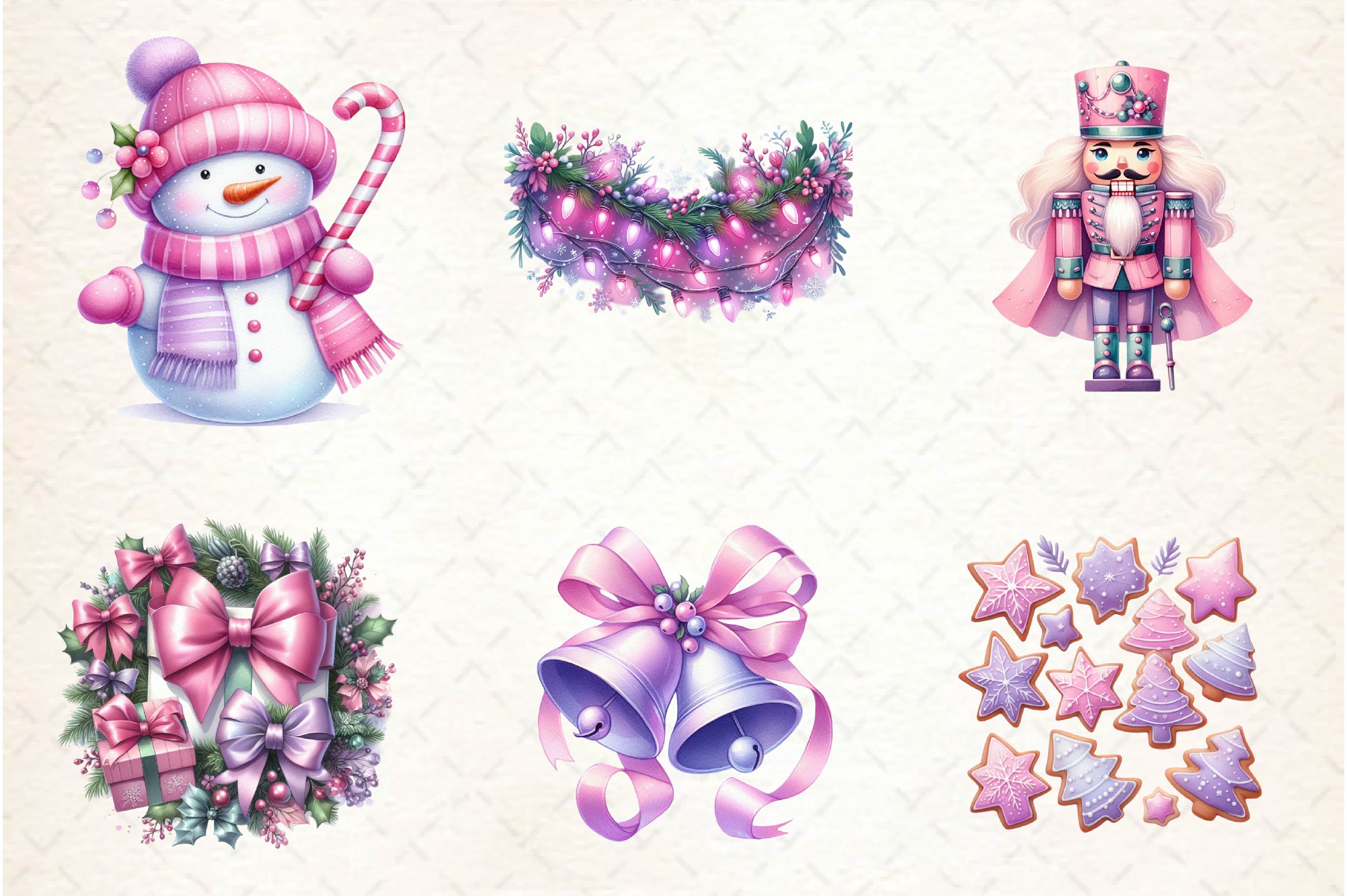 Pastel Purple & Pink Christmas Clipart Bundle - CraftNest - Digital Crafting and Art