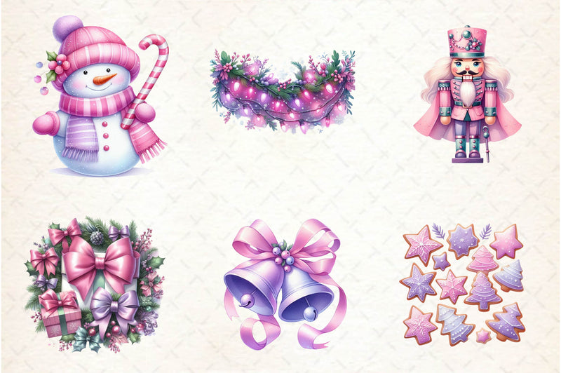 Pastel Purple & Pink Christmas Clipart Bundle - CraftNest - Digital Crafting and Art