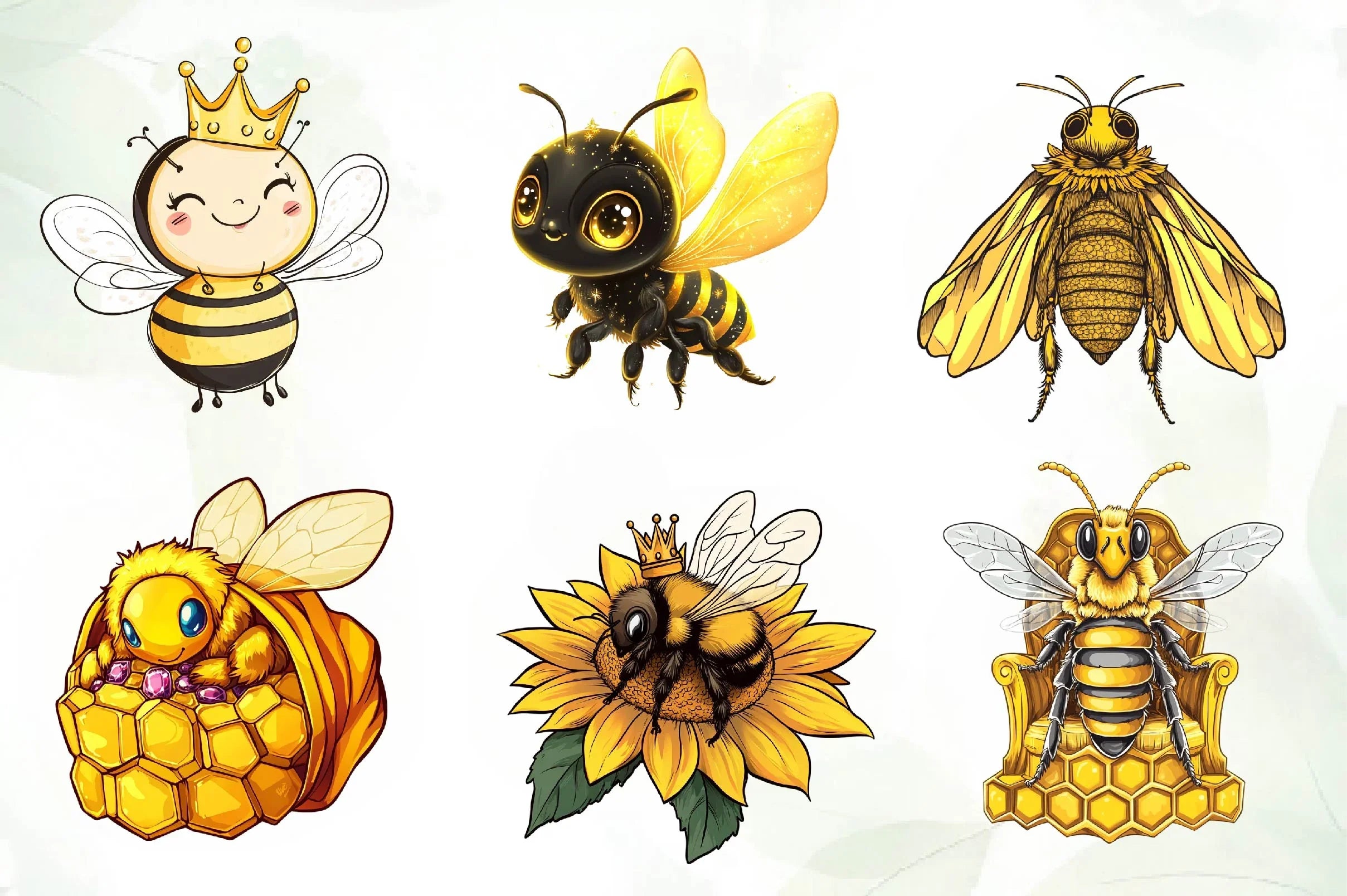 Cute Queen Bee Clipart Bundle - CraftNest - Digital Crafting and Art