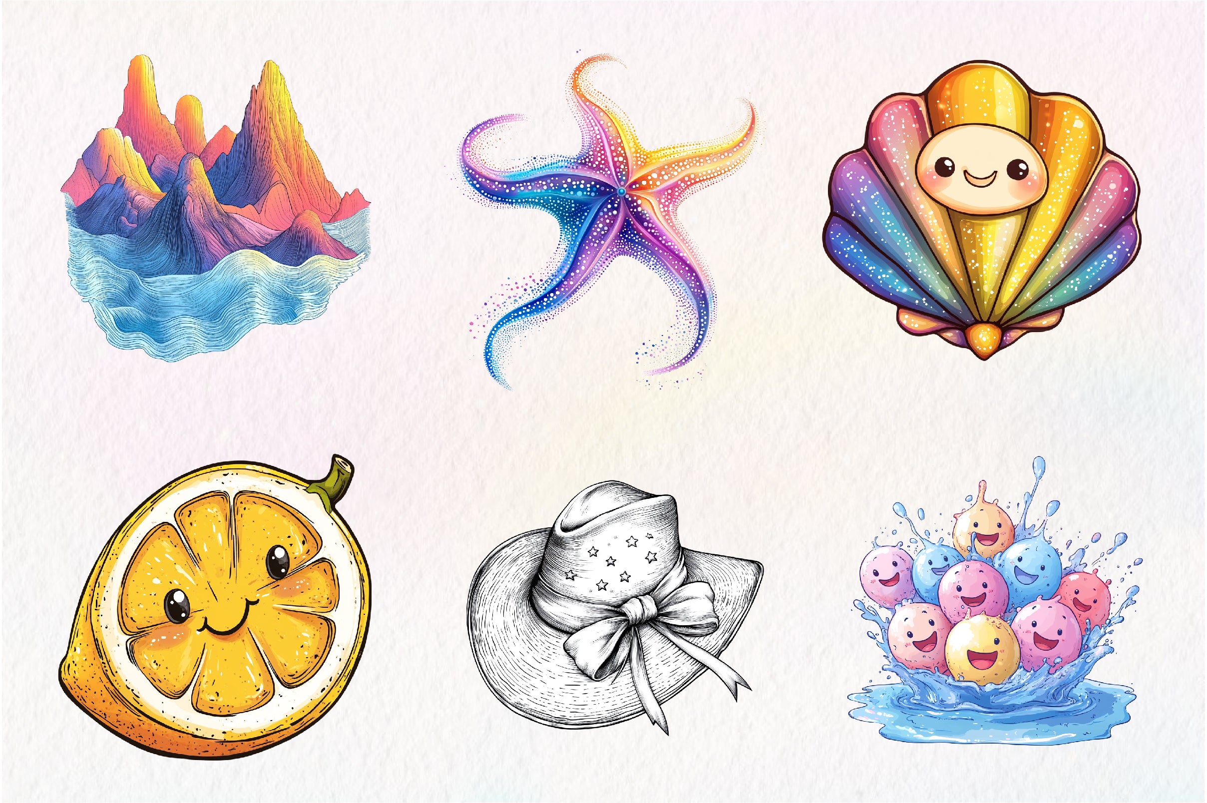 Abstracts Cute Summer Clipart Bundle - CraftNest - Digital Crafting and Art