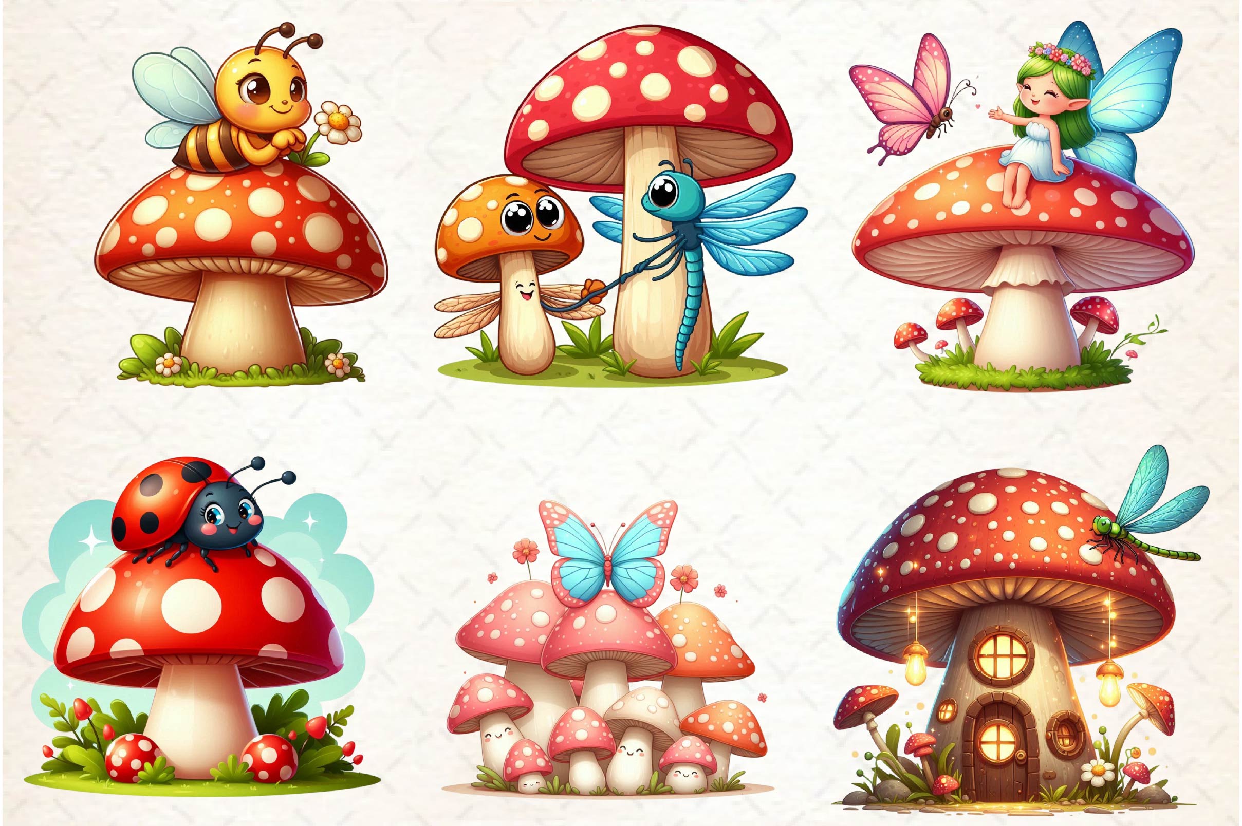 Cute Insects Mushroom Clipart Bundle - CraftNest - Digital Crafting and Art