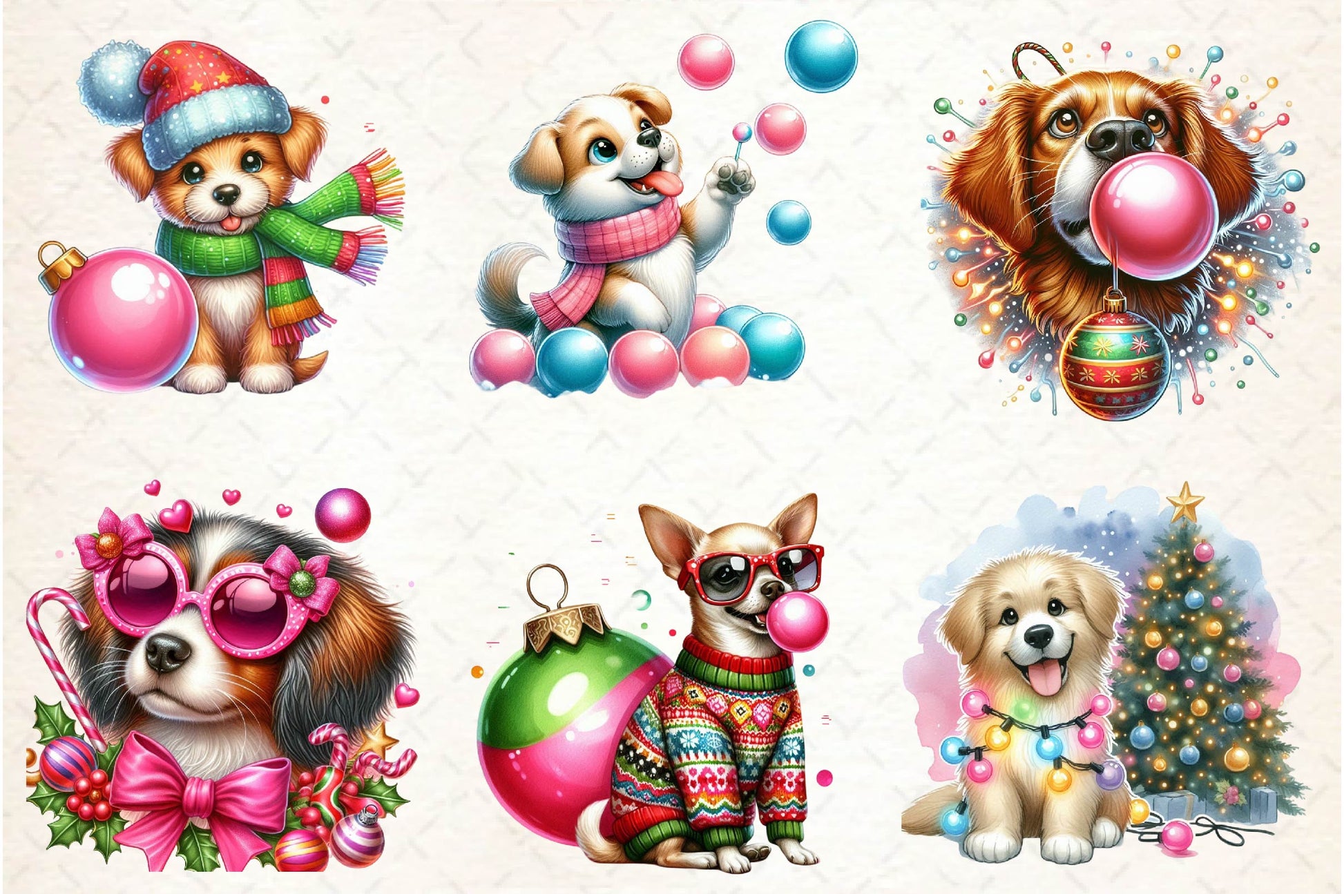 Groovy Christmas Dog And Bubblegum Clipart Bundle - CraftNest - Digital Crafting and Art