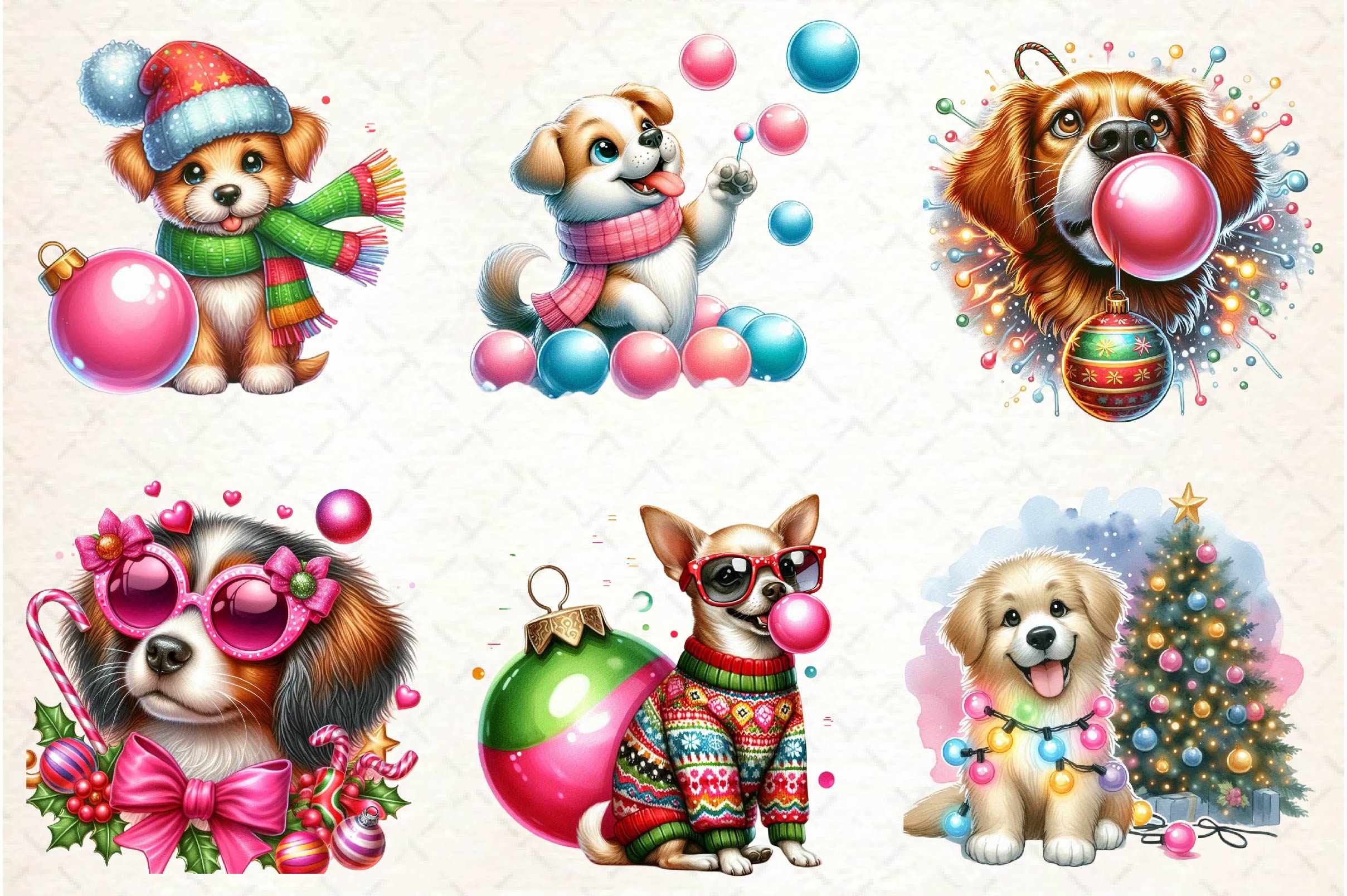 Groovy Christmas Dog And Bubblegum Clipart Bundle - CraftNest - Digital Crafting and Art