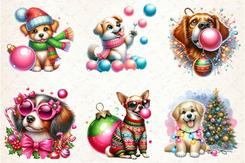 Groovy Christmas Dog And Bubblegum Clipart Bundle - CraftNest - Digital Crafting and Art