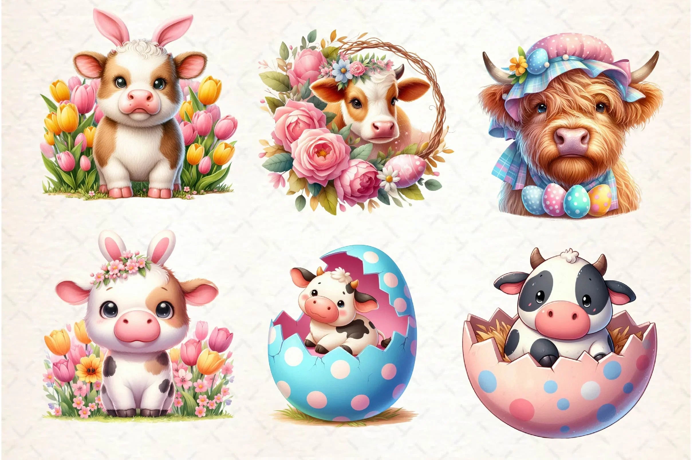 Easter Cow Clipart Bundle - CraftNest - Digital Crafting and Art