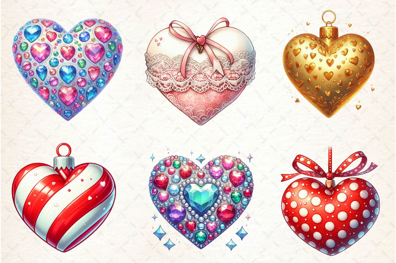 Christmas Heart Ornaments Clipart Bundle - CraftNest - Digital Crafting and Art