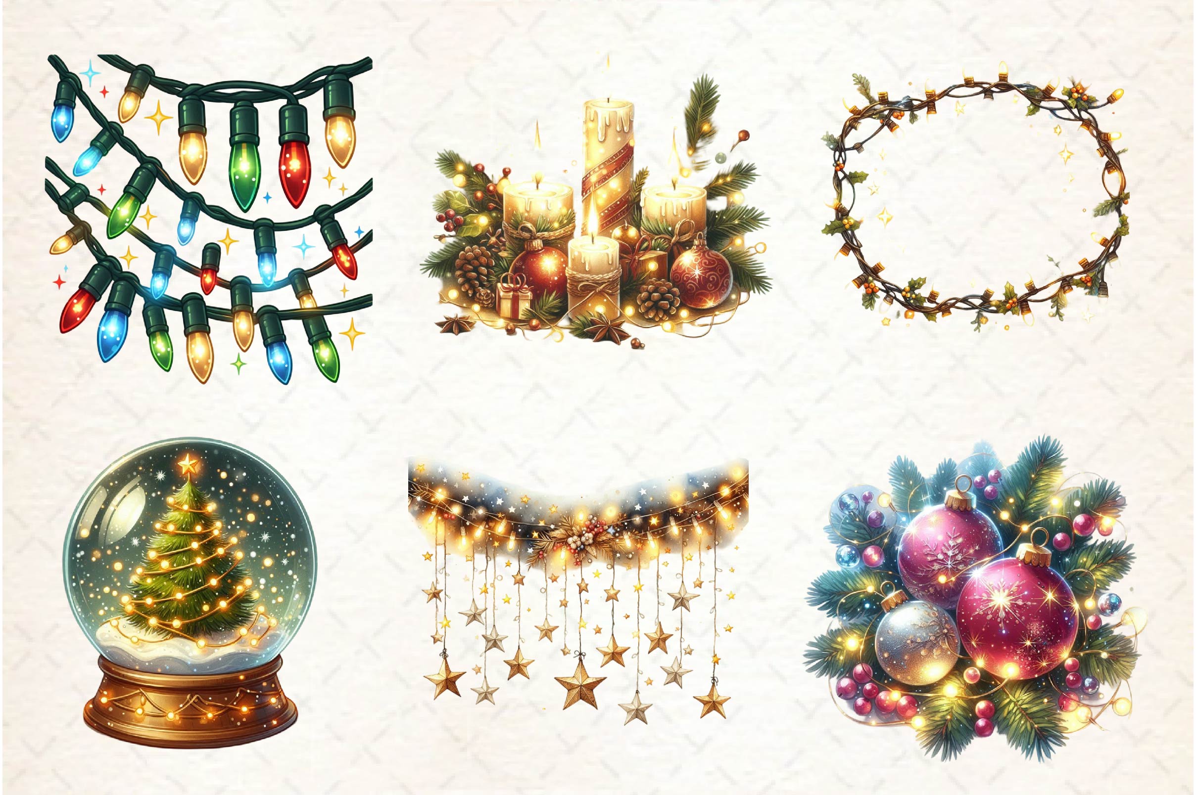 Twinkling Lights Christmas Clipart Bundle - CraftNest - Digital Crafting and Art