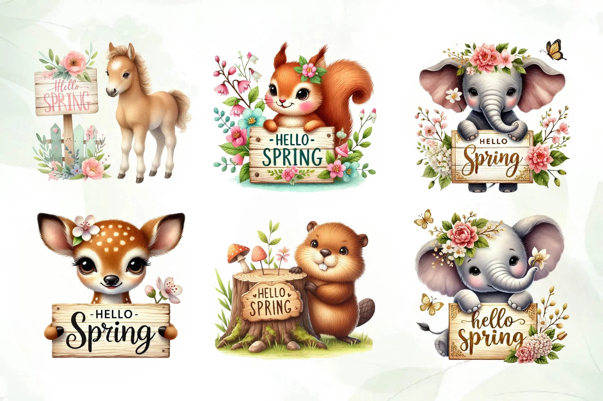 Hello Spring Animal Clipart Bundle - CraftNest - Digital Crafting and Art