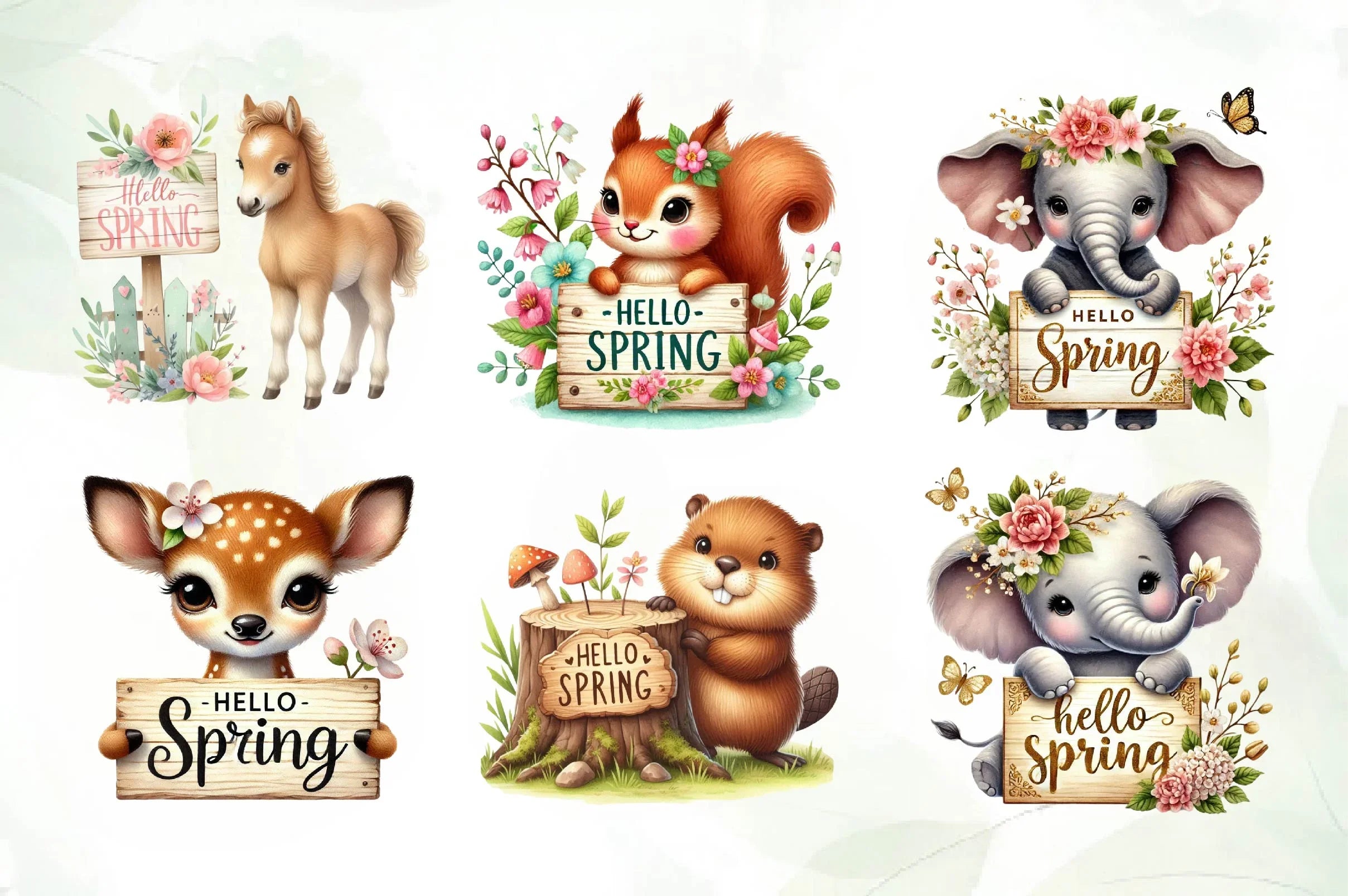 Hello Spring Animal Clipart Bundle - CraftNest - Digital Crafting and Art