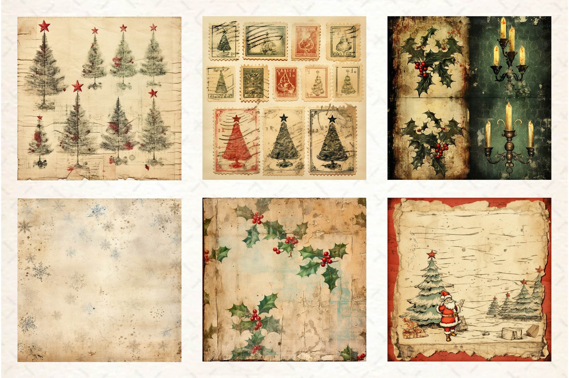 Vintage Torn Christmas Digital Paper - CraftNest - Digital Crafting and Art