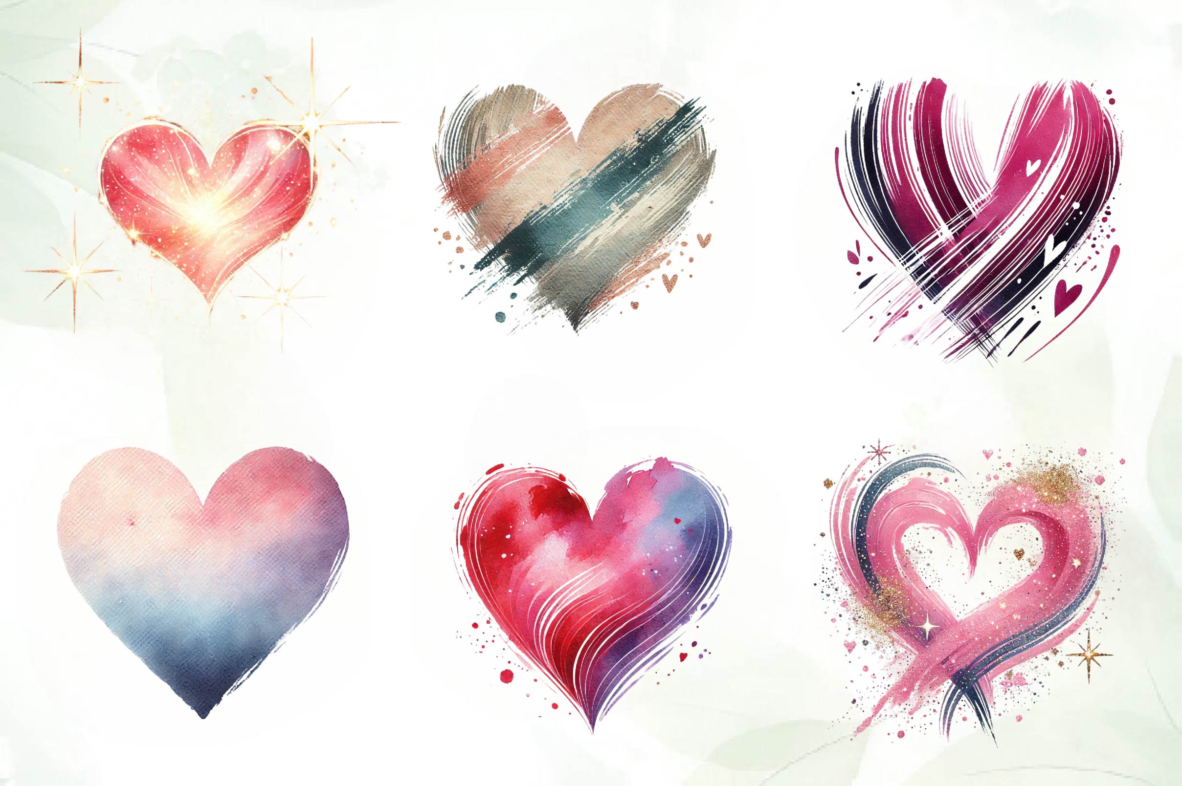 Valentines Day Heart Brushstroke Clipart Bundle - CraftNest - Digital Crafting and Art