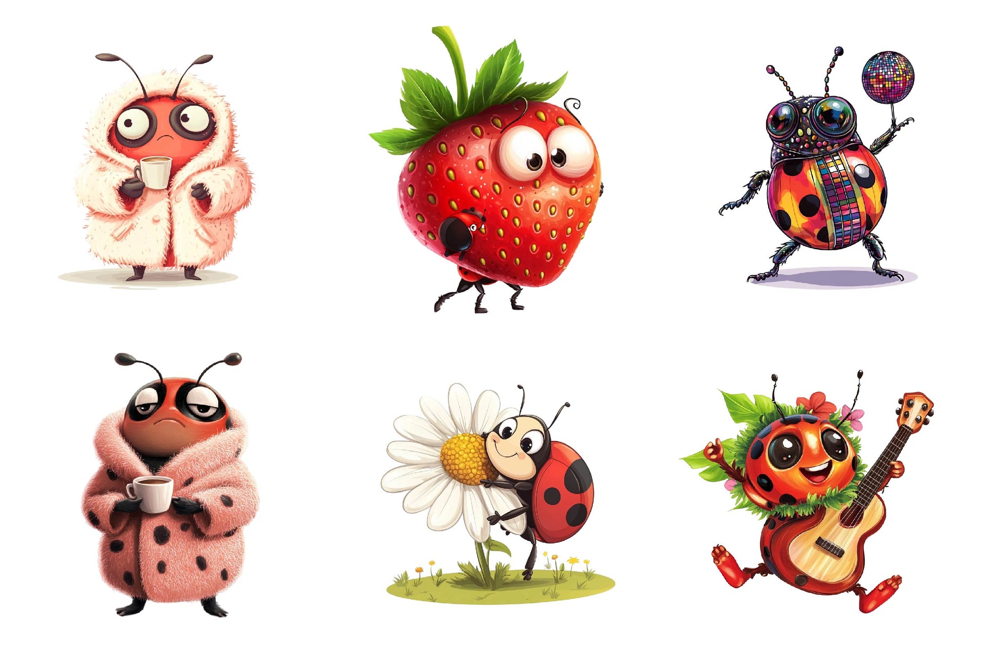 Quirky Funny Ladybug Clipart Bundle - CraftNest - Digital Crafting and Art