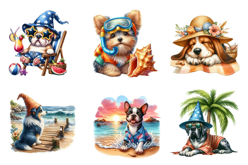 Beach Dog Gnome Collection Clipart Bundle - CraftNest - Digital Crafting and Art