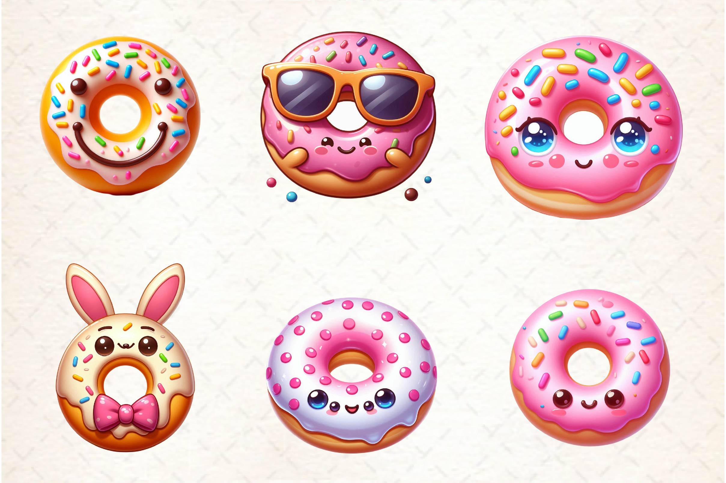 Kawaii Cute Donut Clipart Bundle - CraftNest - Digital Crafting and Art