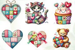 Patchwork Valentines Day Clipart Bundle - CraftNest - Digital Crafting and Art