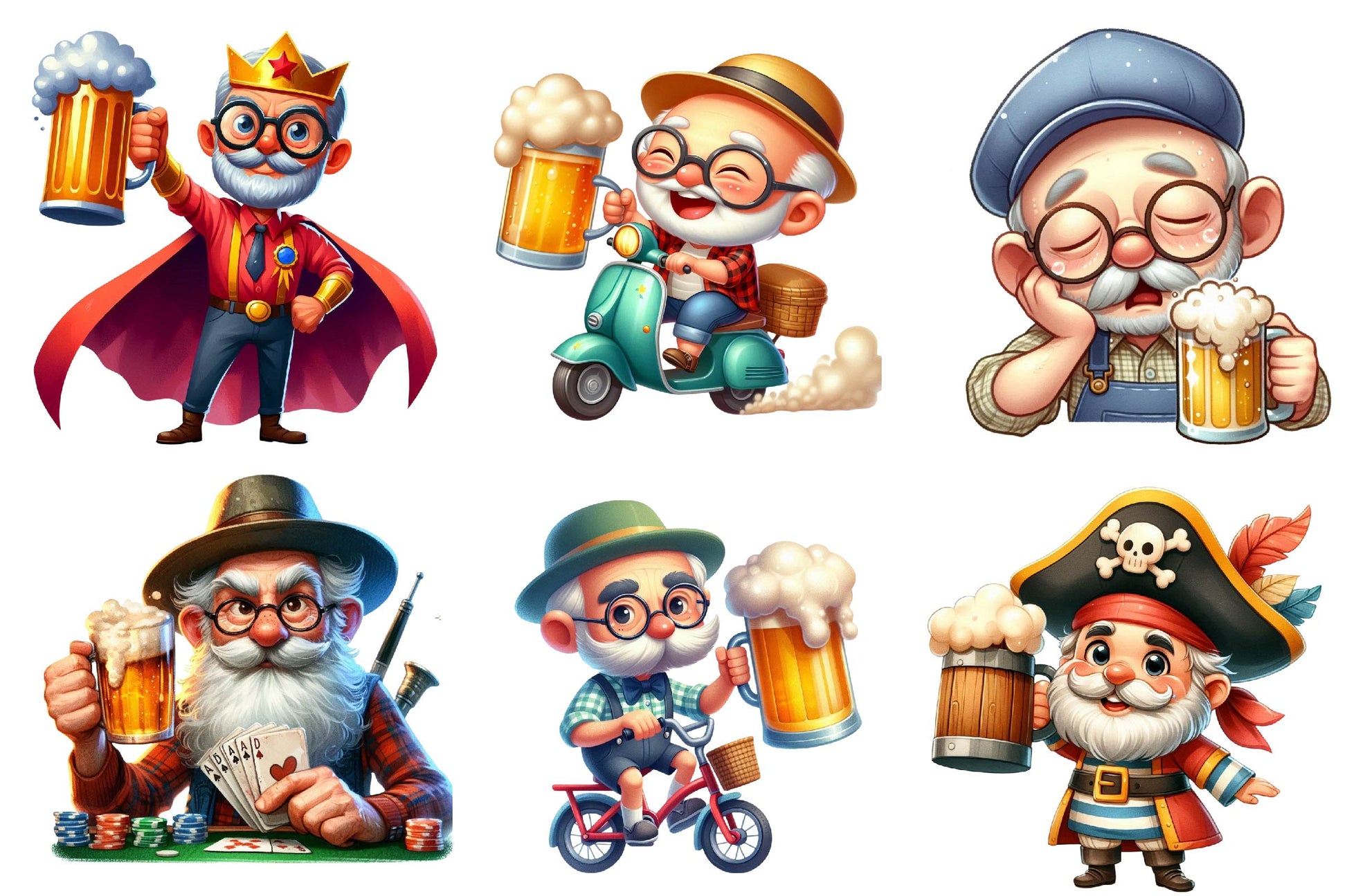 Funny Beer Loving Grandpa Clipart Bundle - CraftNest - Digital Crafting and Art