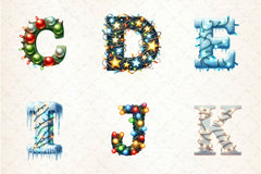 Christmas Lights Applique Alphabet Clipart Bundle - CraftNest - Digital Crafting and Art