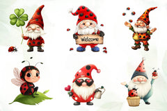 Lady Bug Gnomes Set Clipart Bundle - CraftNest - Digital Crafting and Art