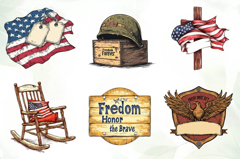 Freedom Forever Memorial Day Design Clipart Bundle - CraftNest - Digital Crafting and Art