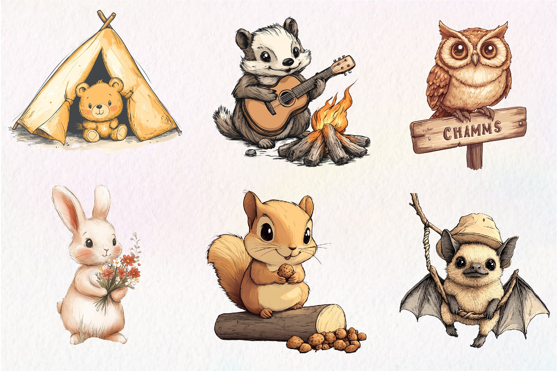 Camping Animals Clipart Bundle - CraftNest - Digital Crafting and Art