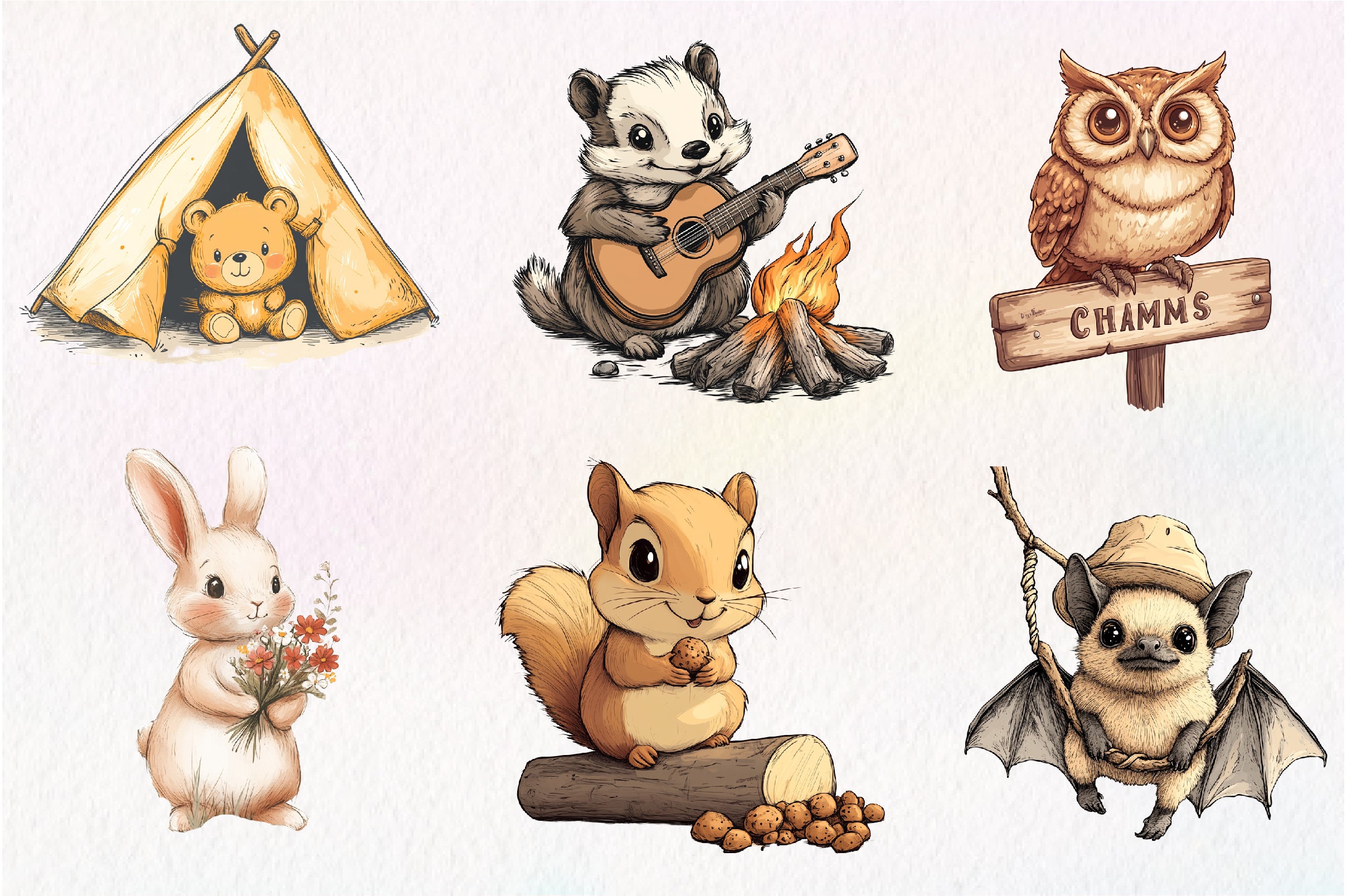 Camping Animals Clipart Bundle - CraftNest - Digital Crafting and Art