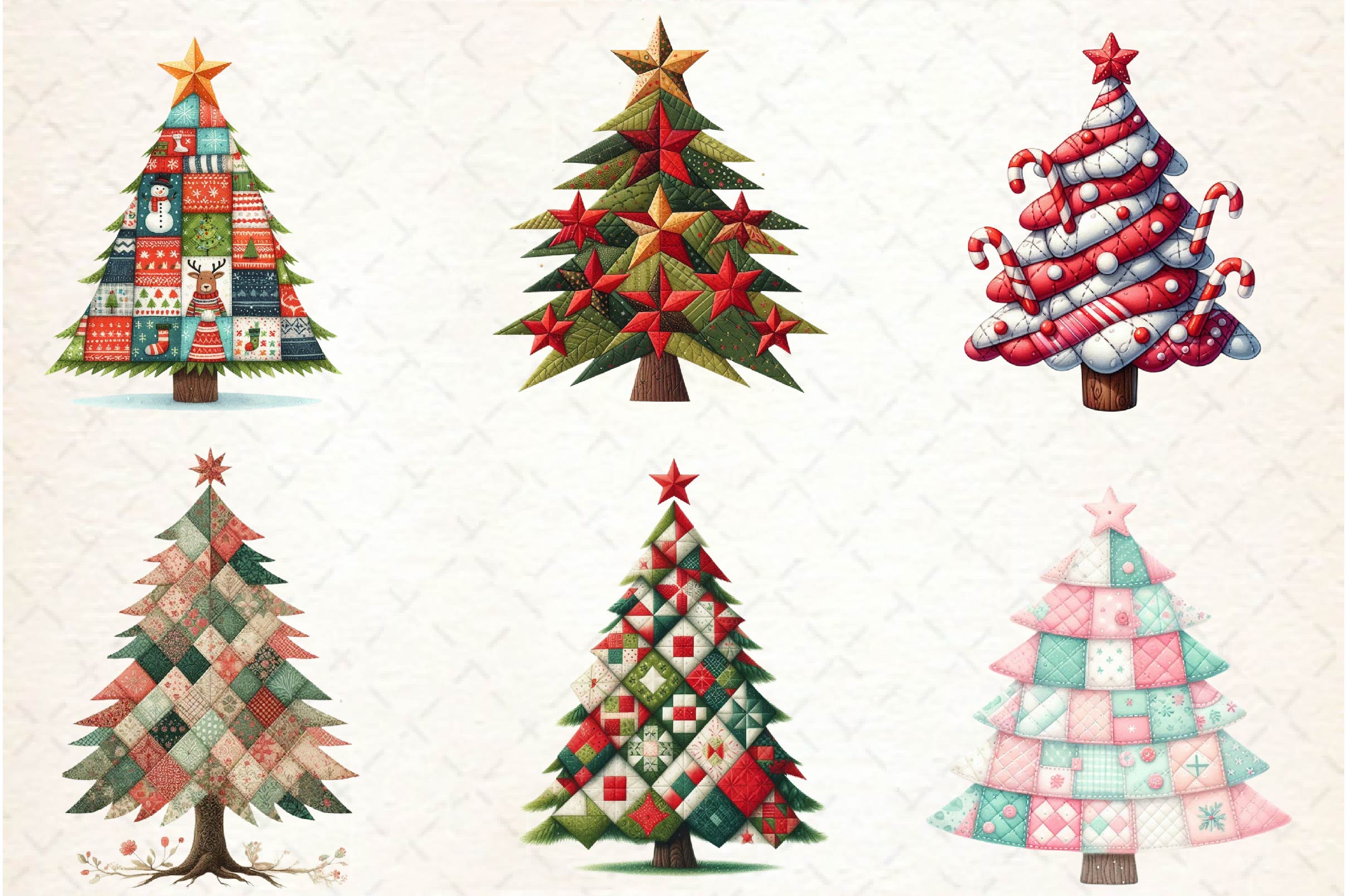 Quilted Christmas Tree Border Clipart Bundle - CraftNest - Digital Crafting and Art