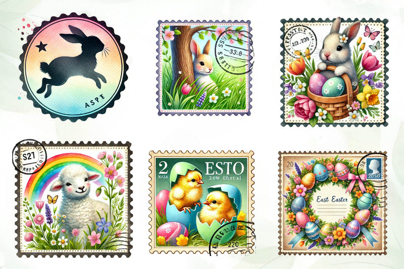 Easter Postage Stamp Clipart Bundle - CraftNest - Digital Crafting and Art
