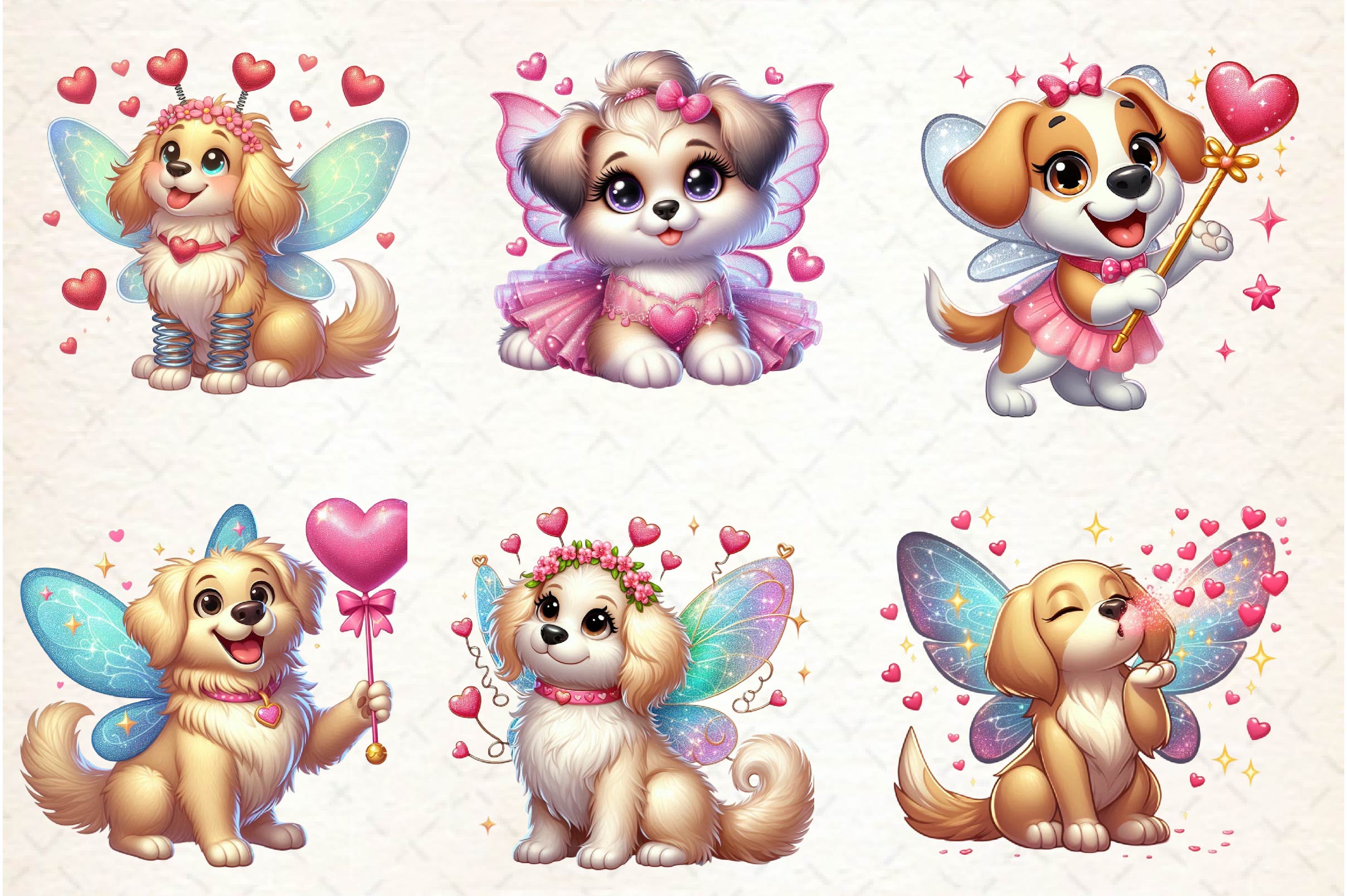 Valentine Fairy Dogs Clipart Bundle - CraftNest - Digital Crafting and Art