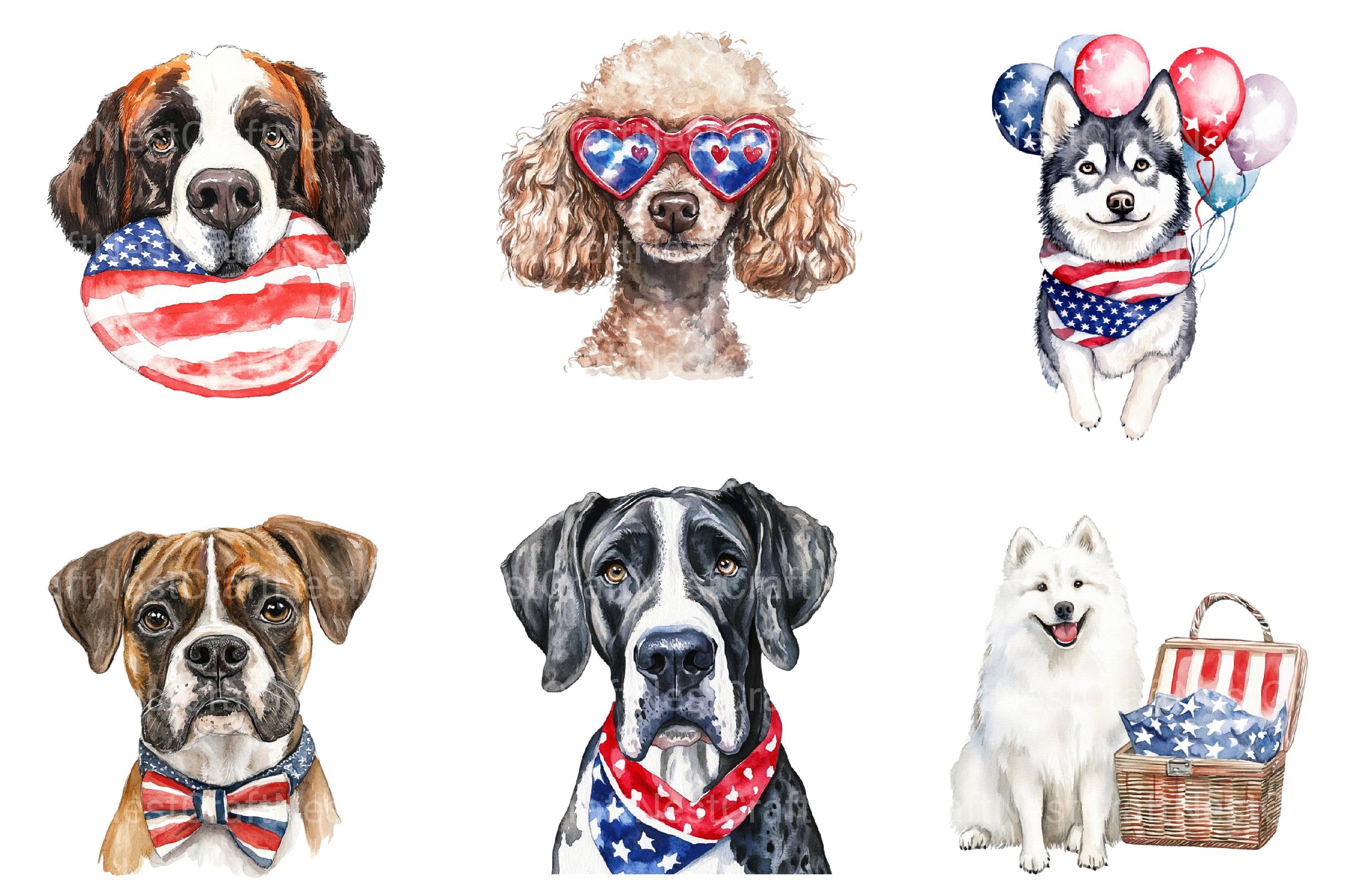 4th of July Dog Clipart Bundle - CraftNest - Digital Crafting and Art