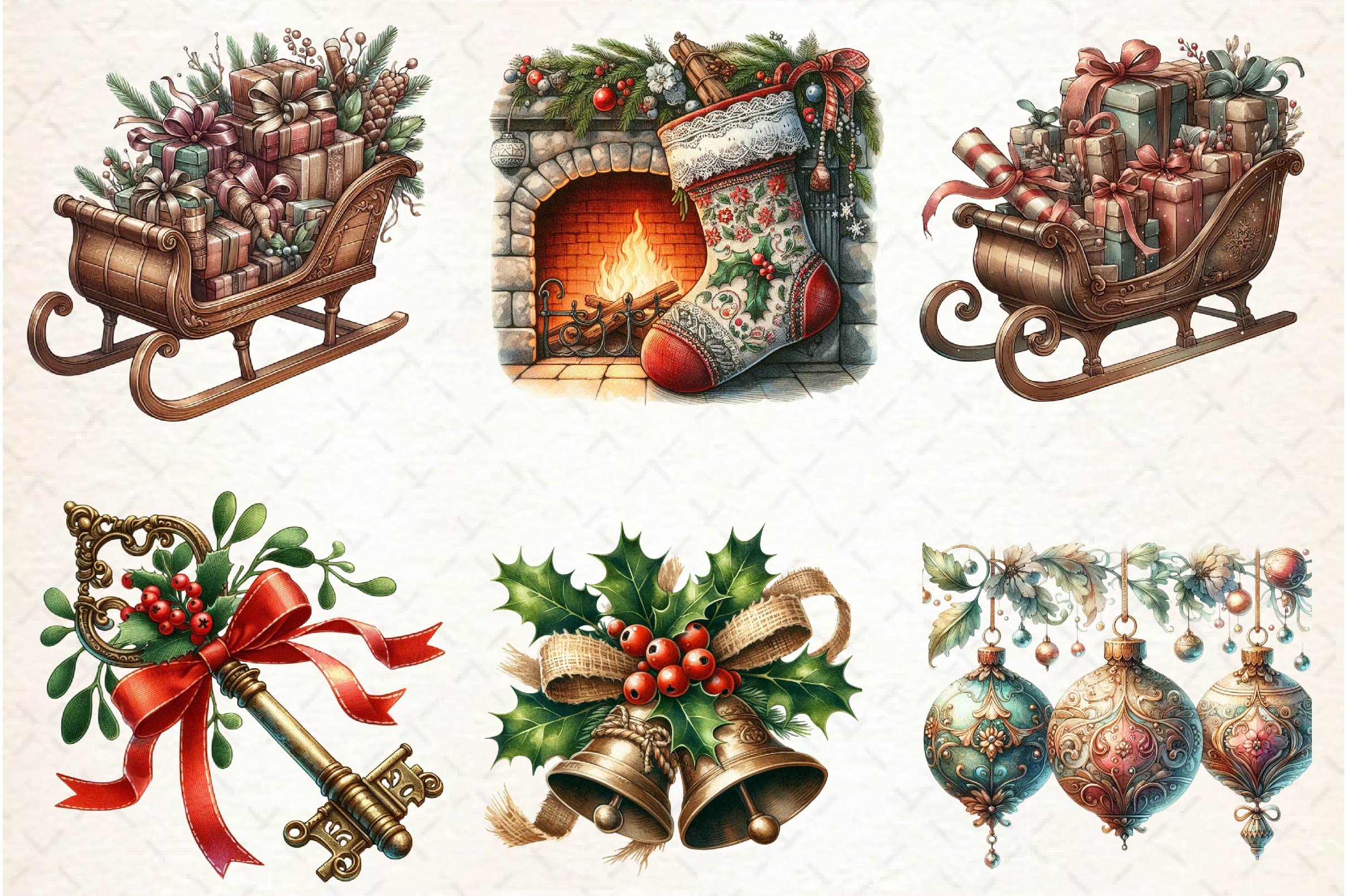Christmas Antique Clipart Bundle - CraftNest - Digital Crafting and Art