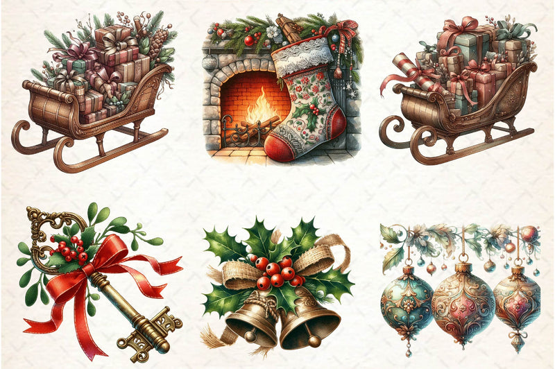 Christmas Antique Clipart Bundle - CraftNest - Digital Crafting and Art