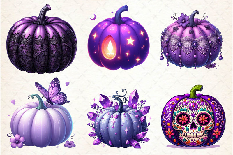 Violet Pumpkins Clipart Bundle - CraftNest - Digital Crafting and Art