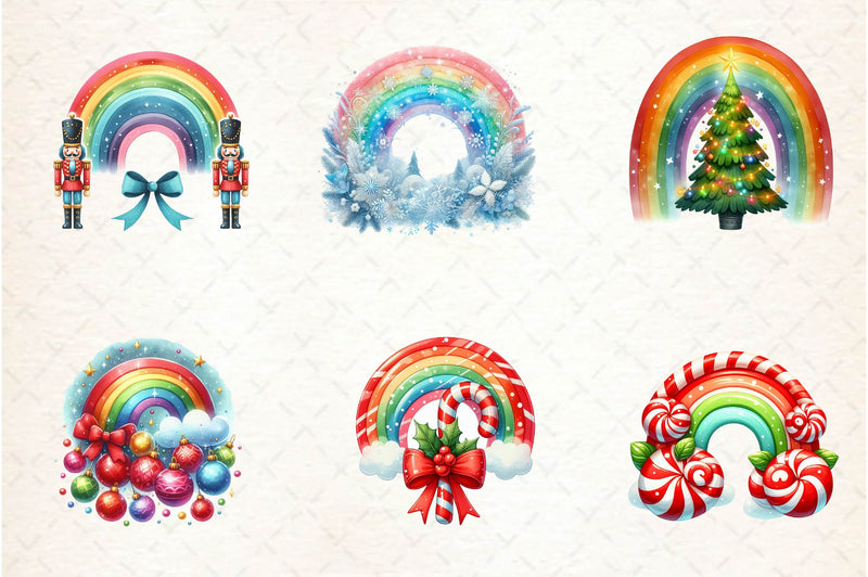 Christmas Rainbow Clipart Bundle - CraftNest - Digital Crafting and Art