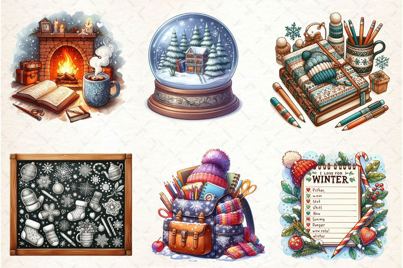 Cozy Winter Educational Clipart Bundle - CraftNest - Digital Crafting and Art