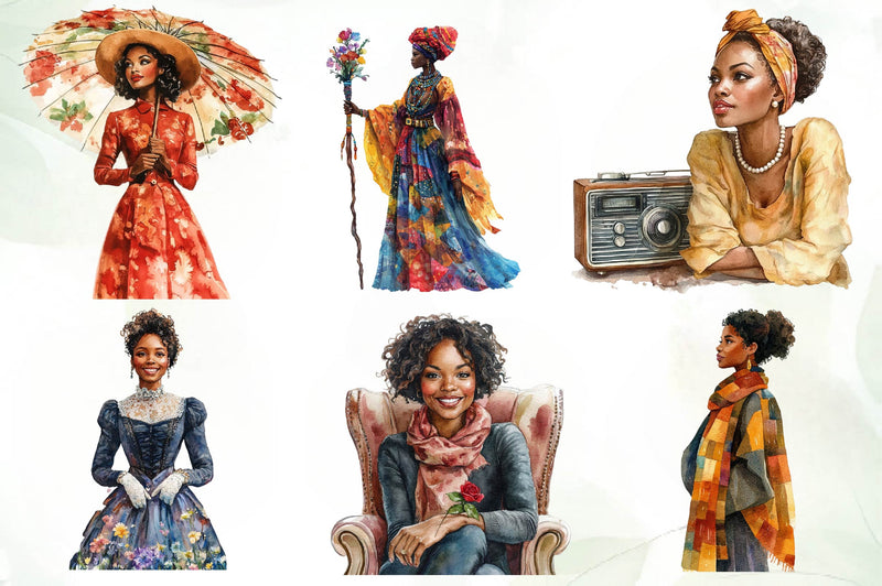 Vintage Black History Month Woman Clipart Bundle - CraftNest - Digital Crafting and Art